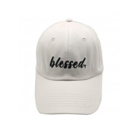 Baseball Caps Women's Embroidered Blessed Adjustable Distressed Dad Hat Faith Thankful Baseball Cap - White - CQ18USQMIO0 $14.44