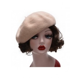 Berets Womens French Artist 100% Wool Beret Flat Cap Winter Warm Painter Hat Y63 - Beige - C4186ZUTKWD $12.97