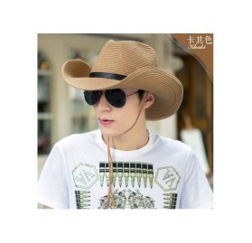 Sun Hats Straw Cowboy Hat for Men/Women Shapeable Floppy Wide Brim Panama Sun Hat for Summer Fishing Beach Golf - Beige - CV1...