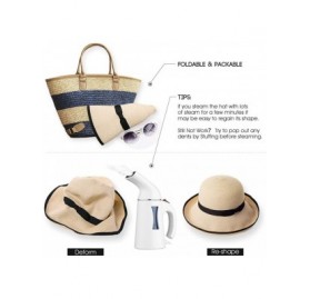 Sun Hats Packable UPF Straw Sunhat Women Summer Beach Wide Brim Fedora Travel Hat 54-59CM - 69087_beige3 - C718RT726ZI $25.65