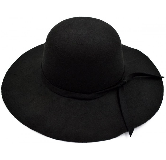 Sun Hats Women's Premium Felt Wide Brim Floppy Hat - Black - C4186I69WST $14.82