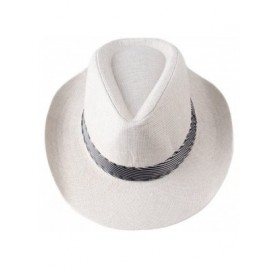 Cowboy Hats Men's Wide Brim Cowboy Fedoras Trilby Sun Hats (White) - CR11XTIIV2V $15.48