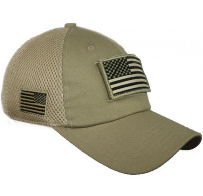 Baseball Caps USA American Flag Baseball Cap Patch Trucker Army CAMO Hat Hunting - Khaki - CE18EE4EZQD $26.27