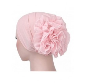Skullies & Beanies Women Flower Muslim Ruffle Cancer Chemo Hat Beanie Scarf Turban Head Wrap Cap - Pink - CP185K8R5CE $11.00