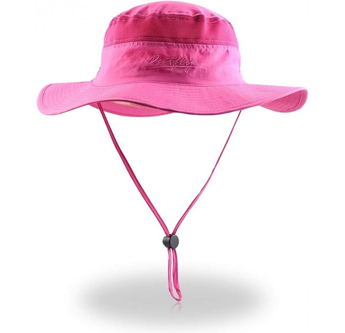 Sun Hats Wide Brim Sun Protection Bucket Hat Adjustable Outdoor Fishing - B09008-rose - CK18NIU5XGE $22.70