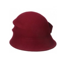 Bucket Hats Women's Alexandrite Wool Trilby Hat with Flower Trim - Scarlet - CZ119OIUVFZ $62.14