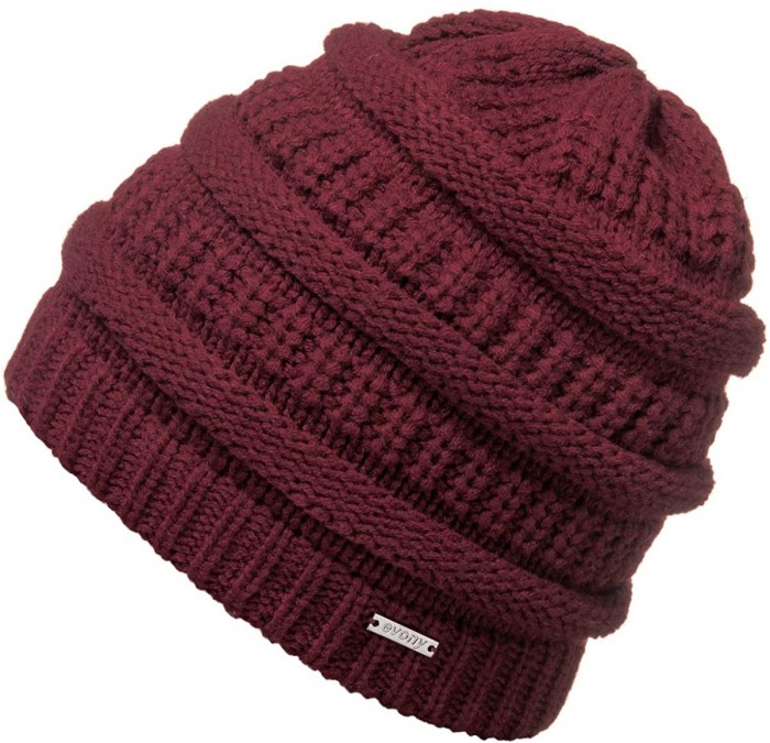 Skullies & Beanies Knitted Beanie Hat for Women & Men - Deliciously Soft Chunky Beanie - Burgundy - CA18NE7T0L6 $11.43
