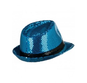 Fedoras Shiny Sequin Fedora Hat - Blue Black W18S51F - CD110J6GEAL $40.31