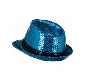 Fedoras Shiny Sequin Fedora Hat - Blue Black W18S51F - CD110J6GEAL $40.31