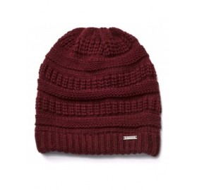 Skullies & Beanies Knitted Beanie Hat for Women & Men - Deliciously Soft Chunky Beanie - Burgundy - CA18NE7T0L6 $11.43