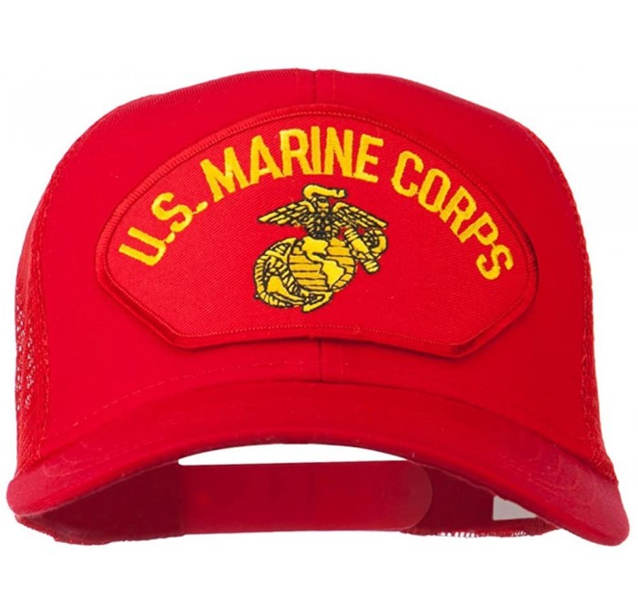 Baseball Caps US Marine Corps Fan Shape Patched Cap - Red - CN11RNP5VBF $15.88