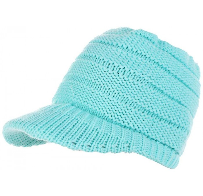 Skullies & Beanies Fashion Knitted Hat Ponytail - Blue - CX18HSR4C5G $9.68