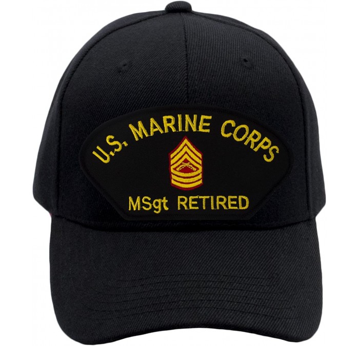 Baseball Caps USMC Master Sergeant Retired Hat/Ballcap (Black) Adjustable One Size Fits Most - Black - CR180K62GLX $45.18
