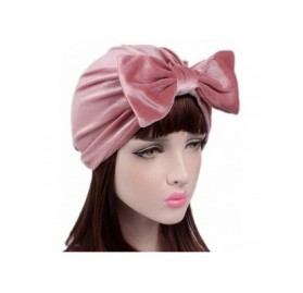 Skullies & Beanies Women Solid Bow Pre Tied Cancer Chemo Hat Beanie Turban Stretch Head Wrap Cap - Pink - CP185XYH44U $11.07