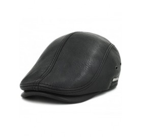 Newsboy Caps Flat Cap Cabby Hat Genuine Leather Vintage Newsboy Cap Ivy Driving Cap - Spring/Summer Version Black - CT12DWN59...