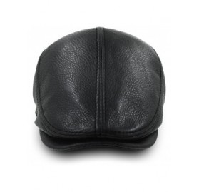 Newsboy Caps Flat Cap Cabby Hat Genuine Leather Vintage Newsboy Cap Ivy Driving Cap - Spring/Summer Version Black - CT12DWN59...