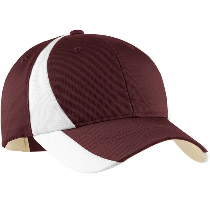 Baseball Caps Men's Dry Zone Nylon Colorblock Cap - Maroon/White - C9114V1PSP3 $17.21