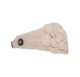 Cold Weather Headbands Womens Headwrap Flower Headband w/Button - Ivory - CW115O2NFO9 $10.59