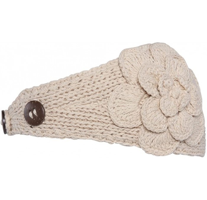Cold Weather Headbands Womens Headwrap Flower Headband w/Button - Ivory - CW115O2NFO9 $21.44