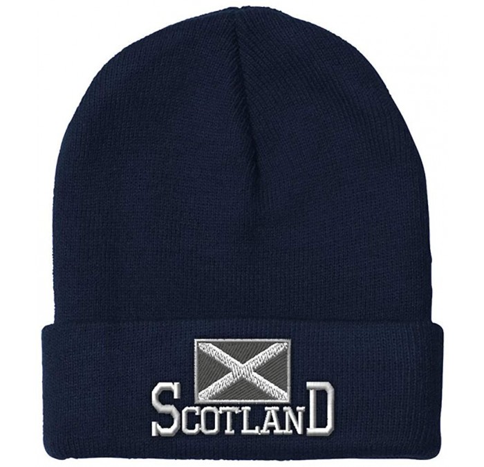 Skullies & Beanies Beanie for Men & Women Scotland Flag Scottish Black Embroidery Skull Cap Hat - Navy - CG18A9CA0OC $13.28