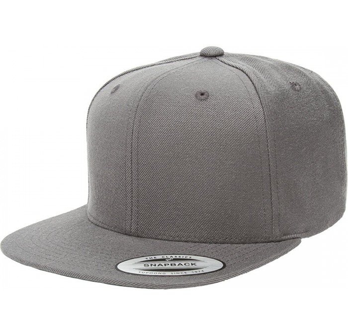 Baseball Caps Flexfit 6 Panel Premium Classic Snapback Hat Cap - Dark Grey - CI12D6KE0WB $8.02