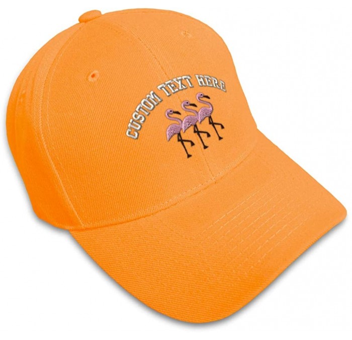 Baseball Caps Custom Baseball Cap Pink Flamingos Embroidery Acrylic Dad Hats for Men & Women - Orange - C218SDKGE43 $25.56