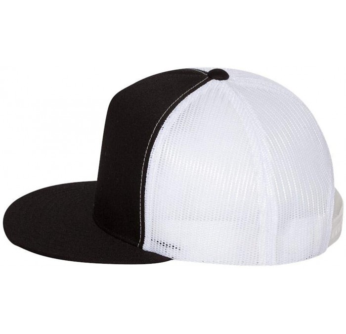 Baseball Caps Flexfit 6006-6006T-6006W 5 Panel Classic Trucker Snapback Hat Cap - Black/White - C412D6Q7H9X $7.61