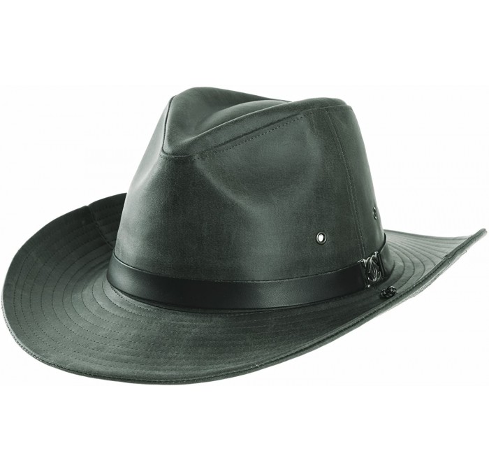 Fedoras Faux Leather Indiana Jones Hat Outback Hat Fedora CD8859 - Green - CL1880ZX4K2 $29.59