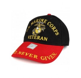 Baseball Caps Officially Licensed US Marine Corps Veteran Embroidered Cotton Baseball Cap - Black Red - CW185DR4HIU $34.94