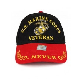 Baseball Caps Officially Licensed US Marine Corps Veteran Embroidered Cotton Baseball Cap - Black Red - CW185DR4HIU $34.94