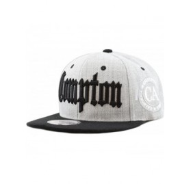 Baseball Caps Compton 3D Embroidered Heather Grey Snap Back Baseball Hat - Black - CE12E09C9YN $11.49
