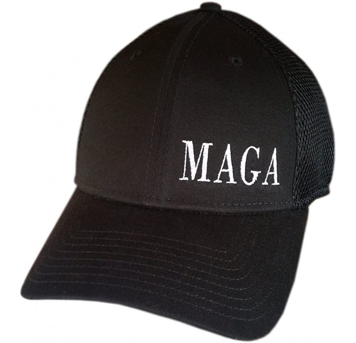 Baseball Caps MAGA Hat - Trump Cap - Black Structured W/ Off-center White Embroidery - CH17YONK27U $22.68