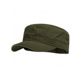 Baseball Caps Fashionable Solid Color Unisex Adjustable Strap Cadet Cap - Olive - CR11KMUV0ZT $8.40