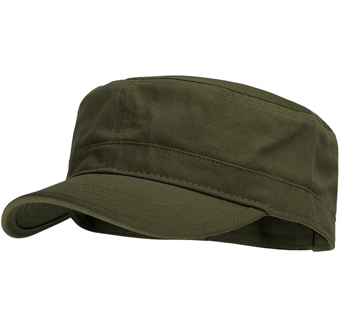 Baseball Caps Fashionable Solid Color Unisex Adjustable Strap Cadet Cap - Olive - CR11KMUV0ZT $19.08