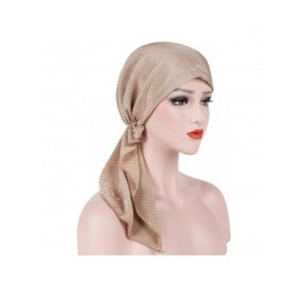 Skullies & Beanies Women India Muslim Stretch Turban Hat Cotton Hair Loss Head Scarf Wrap Long Tail Tailband Cap Summer (Beig...