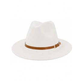 Fedoras Men & Women Panama Hat Classic Wide Brim Fedora Hat with Belt Buckle - Y-white 3 - CI193XY2M7C $16.69