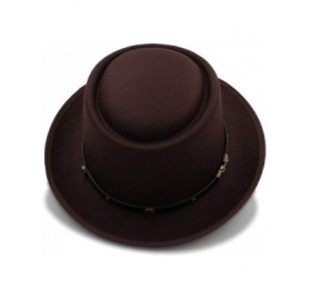 Bucket Hats Pork Pie Felt Hat Autumn and Winter Fedoras for Women Short Brim Elegant Casual Jazz Caps - Coffee - CC18IGEA3XW ...