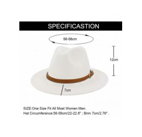 Fedoras Men & Women Panama Hat Classic Wide Brim Fedora Hat with Belt Buckle - Y-white 3 - CI193XY2M7C $16.69