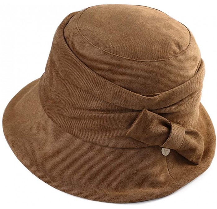 Berets Womens Winter Bucket Derby Gatsby Vintage 1920s Round Bowler Church Hat Fall 55-59cm - 99088-caramel - CJ18IIG4YM5 $16.82