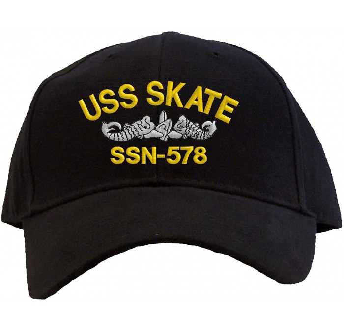 Baseball Caps USS Skate SSN-578 Embroidered Pro Sport Baseball Cap - Black - C5180OQ422X $32.35