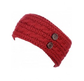 Headbands Women's Winter Chic Cable Warm Fleece Lined Crochet Knit Headband Turban - Red - C618M6XZK2N $15.12