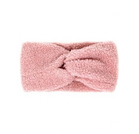 Headbands Women's Winter Knitted Headband Ear Warmer Head Wrap (Flower/Twisted/Checkered) - Sherpa Fleece-pink - C318WRLGTAD ...