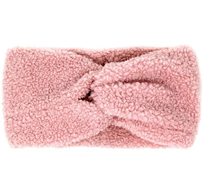 Headbands Women's Winter Knitted Headband Ear Warmer Head Wrap (Flower/Twisted/Checkered) - Sherpa Fleece-pink - C318WRLGTAD ...