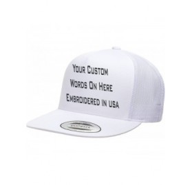 Baseball Caps Custom Trucker Flatbill Hat Yupoong 6006 Embroidered Your Text Snapback - White - CV1887N0LTS $23.93