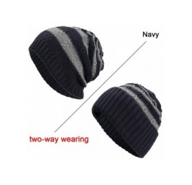 Skullies & Beanies Warm Oversized Chunky Soft Oversized Cable Knit Slouchy Beanie Winter Warm Knit Hat Skull Cap - Navy 5 - C...