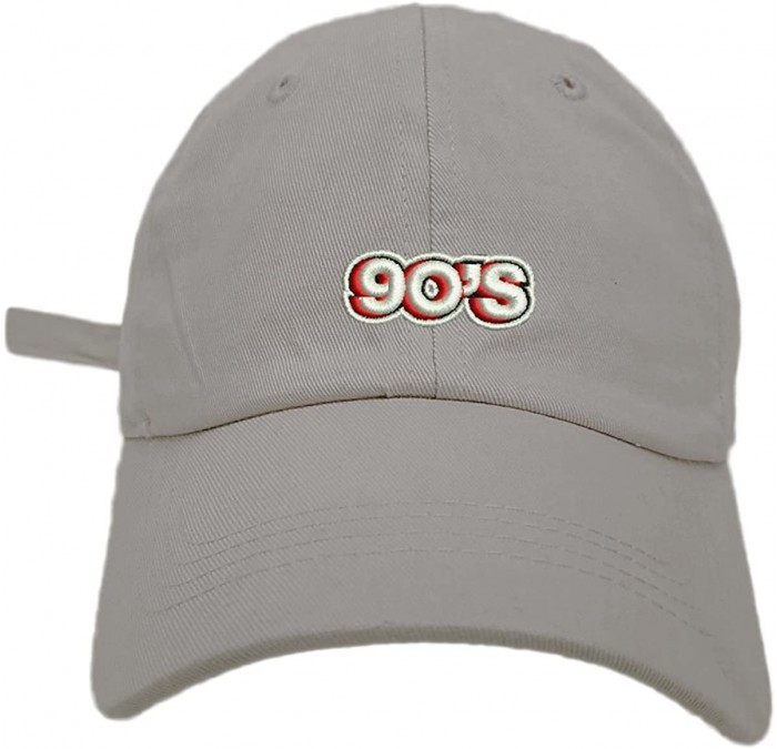 Baseball Caps 90's Logo Style Dad Hat Washed Cotton Polo Baseball Cap - Lt.grey - CM1889RR9DW $33.56