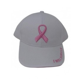 Baseball Caps Breast Cancer Awareness Hat - Breast Cancer Survivor Gift - I Will Survive Pink Ribbon Baseball Cap - White - C...