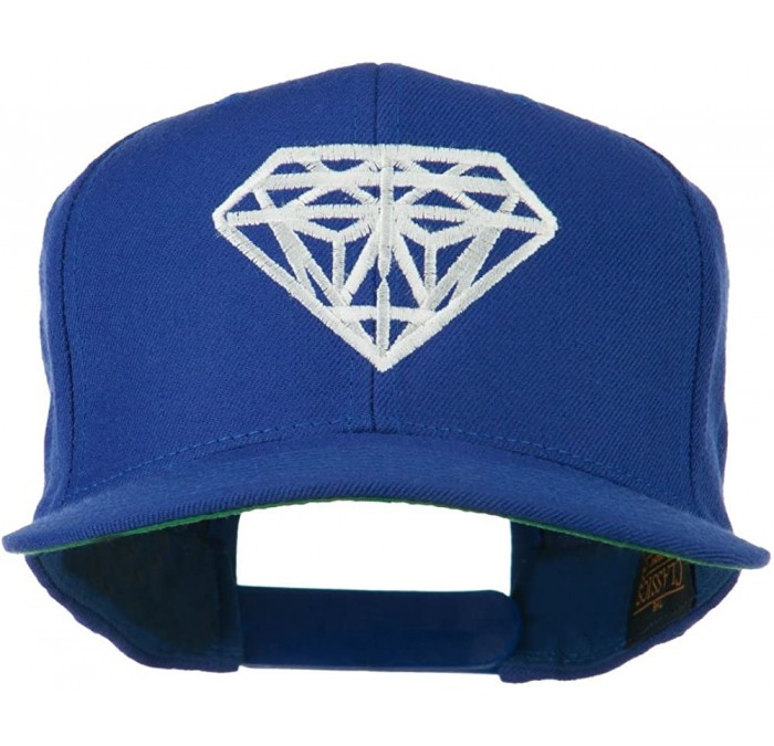 Baseball Caps Big Diamond Embroidered Flat Bill Cap - Blue - CJ11KYP3GHR $48.85