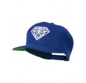 Baseball Caps Big Diamond Embroidered Flat Bill Cap - Blue - CJ11KYP3GHR $28.84