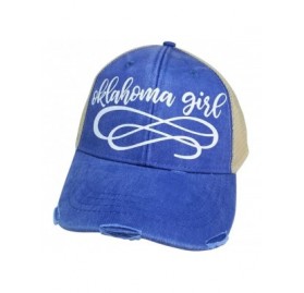 Baseball Caps Women's Oklahoma Girl Bling Trucker Style Baseball Cap - Blue/White - CS186CCXOYM $24.50